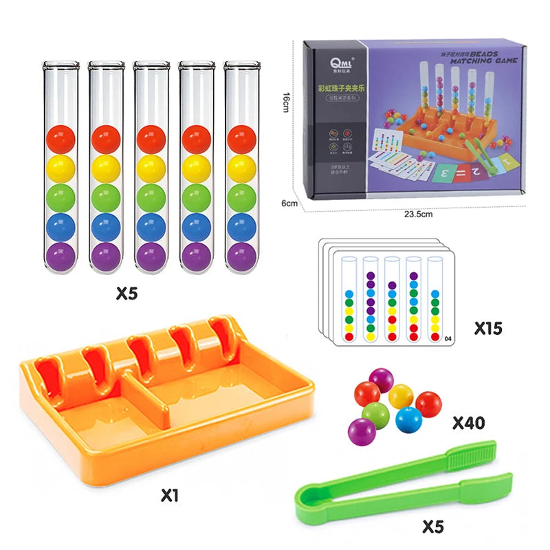 Jouets éducatifs Montessori amusants / Tri de boules arc-en-ciel / Pince pour trier / Cartes d’assortiment de couleurs / Apprentissage des mathématiques pour tout-petits / Cadeaux pour enfants - easyfycontrol